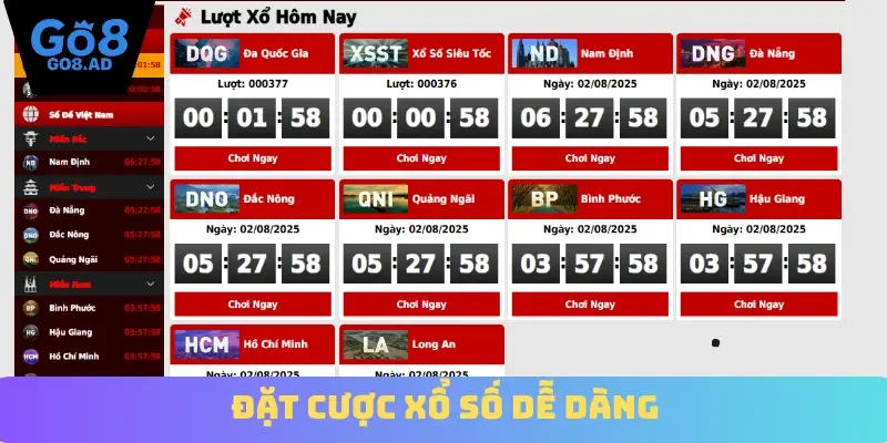 Đặt cược xổ số dễ dàng