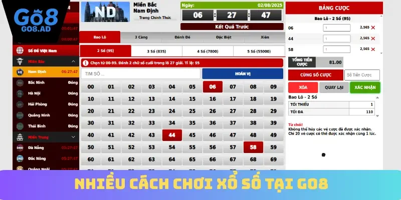 Nhiều cách chơi xổ số tại Go8